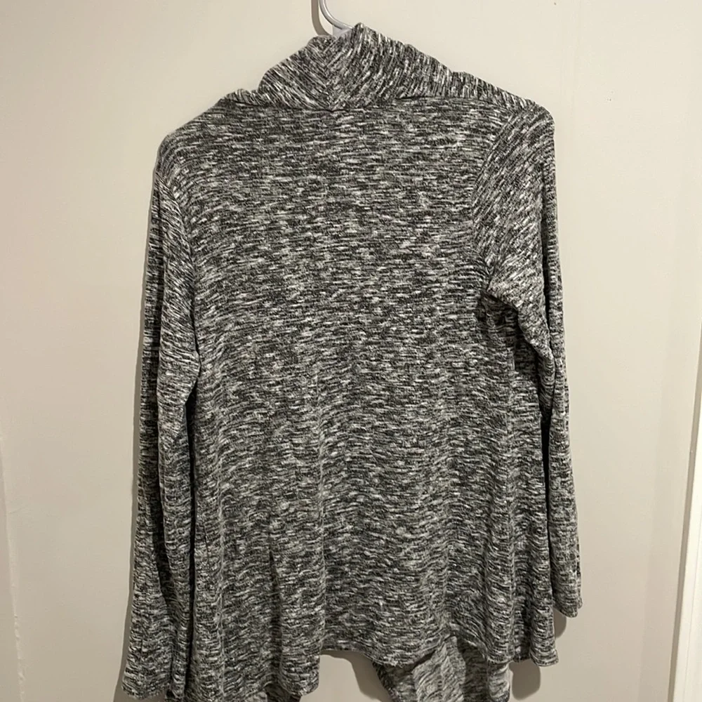Bobeau One Button Fleece Asymmetrical Wrap Cardigan Gray Sz S - Picture 6 of 6